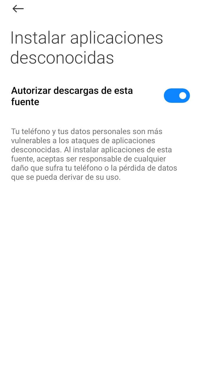 Permitir la instalación desde fuentes desconocidas en tu Android para instalar la aplicación Bet365.