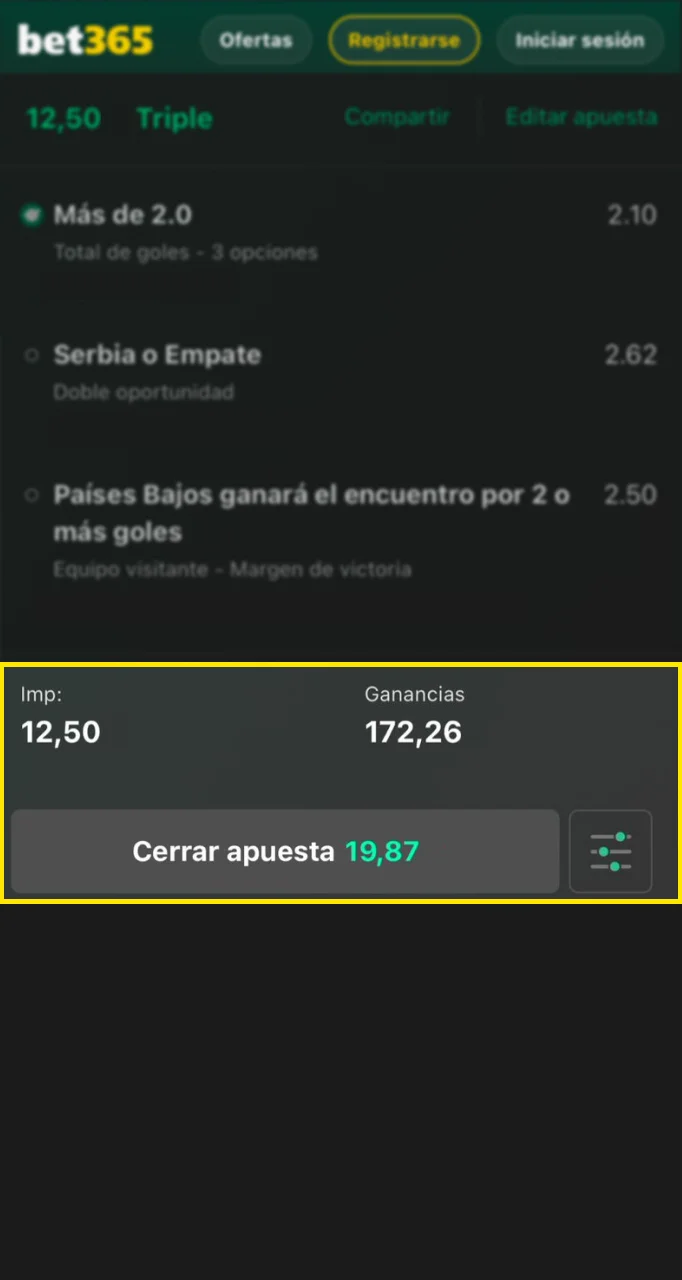 Introduce el importe de tu apuesta de baloncesto en el cupón de la web de Bet365.