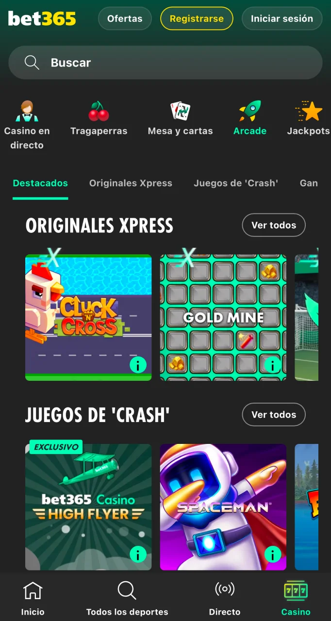 Vaya a la sección de juegos de Bet365 y seleccione el juego al que se aplica el bono.