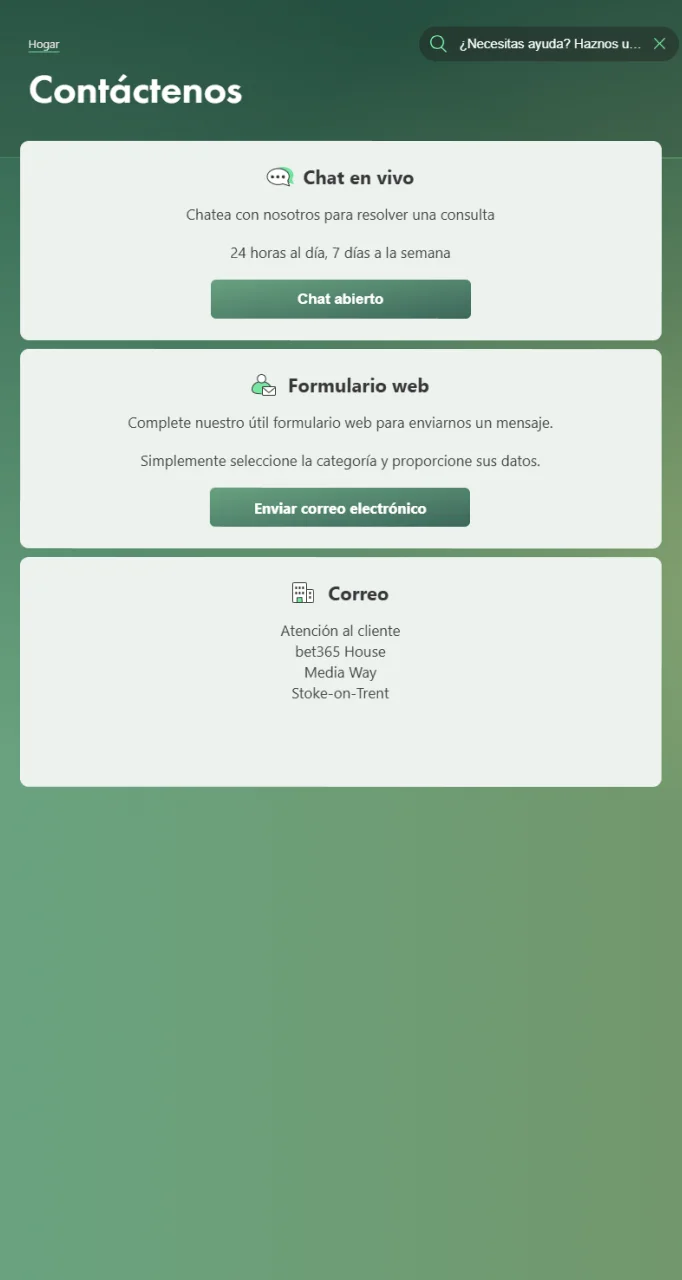 Si tiene algún problema para eliminar su cuenta de Bet365, comuníquese con el servicio de asistencia.